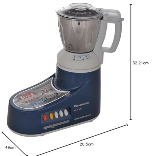 Panasonic Super MX-AC300S 550-Watt Mixer Grinder with 3 Jars (Blue) - Image 2